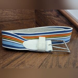 Vintage 70s Belt In New Condition Leather & Color Multi Stripe Unisex 36"